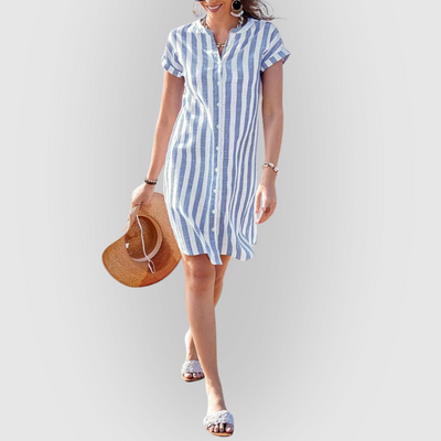 Martine | Elegant Striped Shirt Dress