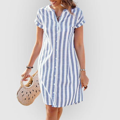Martine | Elegant Striped Shirt Dress